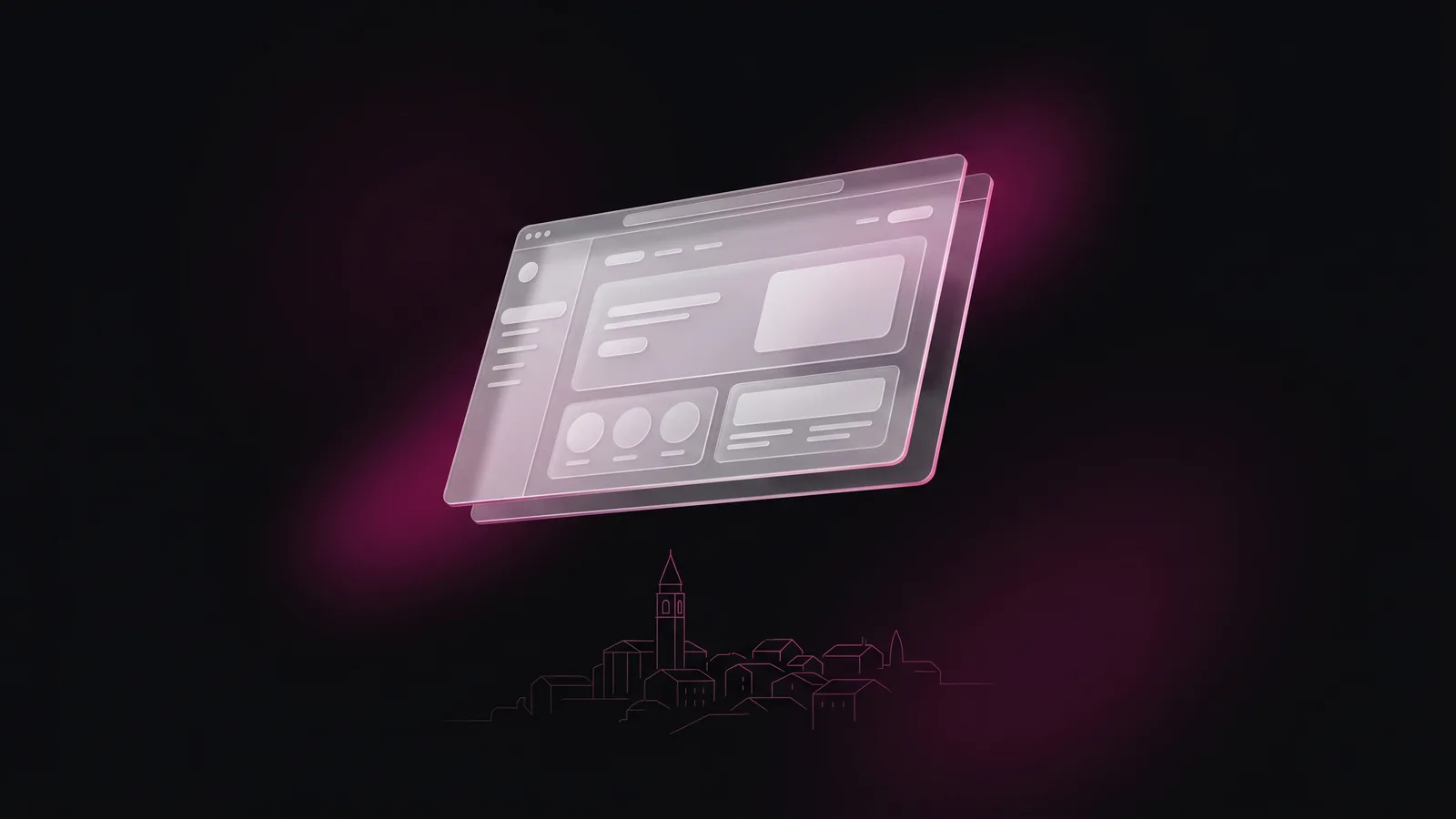 Interfaccia di un sito web moderno sopra lo skyline di Conegliano